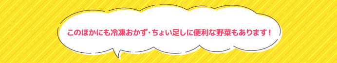 このほかにも冷凍おかず・ちょい足しに便利な野菜もあります！