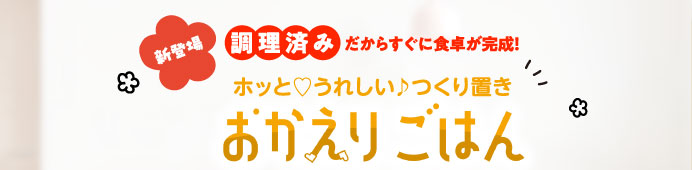 新登場 調理済みだからすぐに食卓が完成！ホッと♡うれしい♪つくり置き おかえりごはん