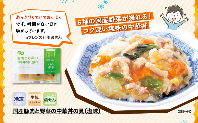 国産豚肉と野菜の中華丼の具（塩味）