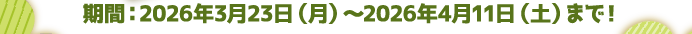 期間：2026年3月23日（月）〜2026年4月11日（土）まで！