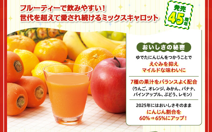 フルーティーで飲みやすい！世代を超えて愛され続けるミックスキャロット