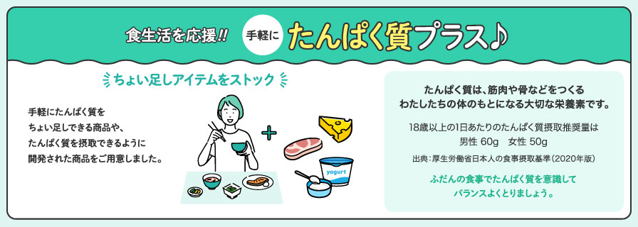 食生活を応援!!手軽にたんぱく質プラス♪