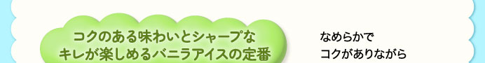 コクのある味わいとシャープなキレが楽しめるバニラアイスの定番