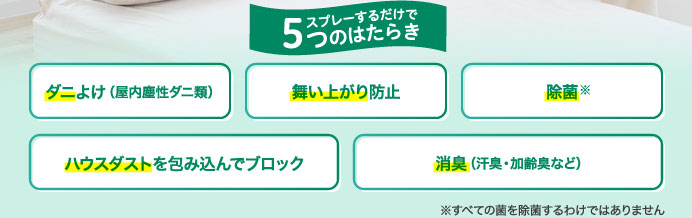スプレーするだけで5つのはたらき