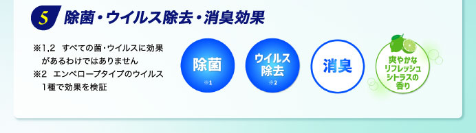 ５ 除菌・ウイルス除去・消臭効果