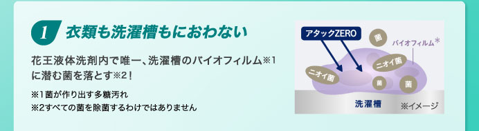 １ 衣類も洗濯槽もにおわない