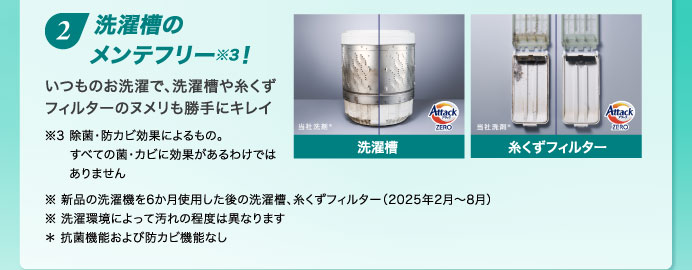 ２ 洗濯槽のメンテフリー！