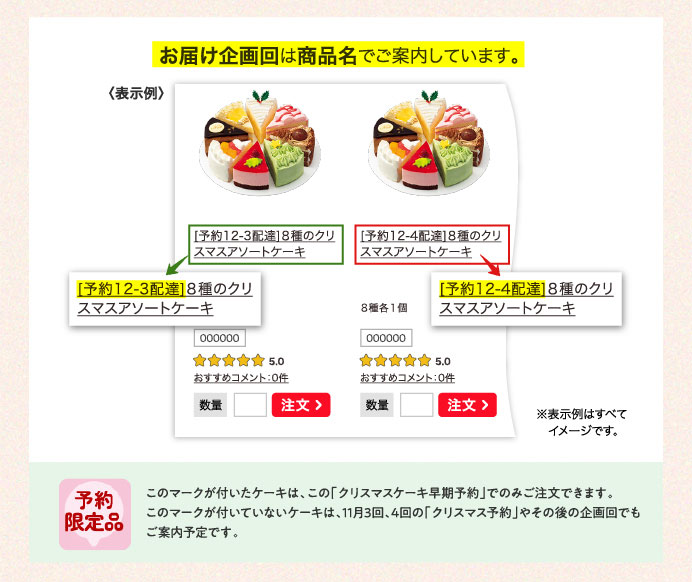 お届け企画回は商品名でご案内しています。
